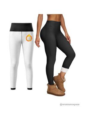 Fleece Lined Thermal Leggings High Waist Tummy Control Winter Yoga Pants